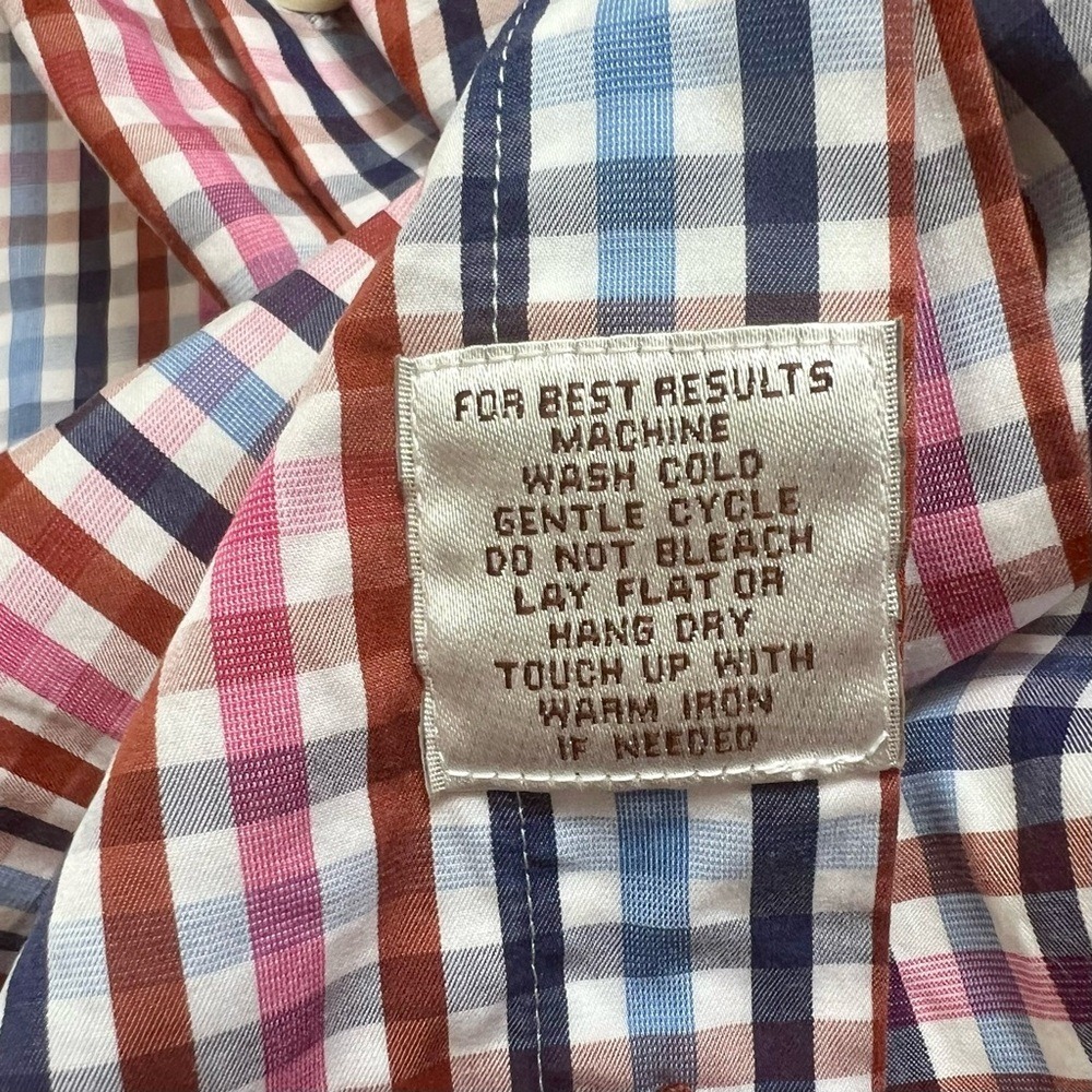 Peter Millar‎ Mens Medium Button Down Shirt Seaside Finish Checkered - Picture 6 of 6